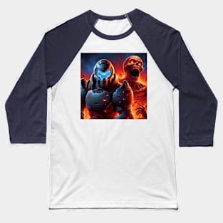 Blue Doom Guy Baseball T-Shirt